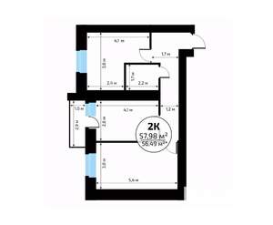 2-к квартира, вторичка, 58м2, 3/18 этаж