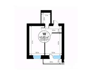 1-к квартира, вторичка, 44м2, 7/18 этаж