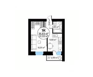 1-к квартира, вторичка, 37м2, 5/18 этаж