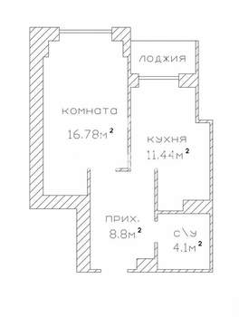 1-к квартира, вторичка, 46м2, 11/16 этаж