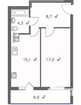1-к квартира, вторичка, 50м2, 9/20 этаж