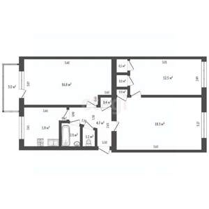 3-к квартира, вторичка, 63м2, 4/5 этаж