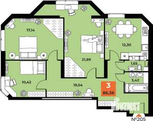 3-к квартира, вторичка, 86м2, 22/23 этаж
