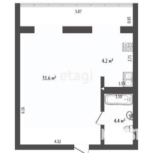 Студия квартира, вторичка, 47м2, 13/16 этаж