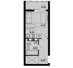 Студия квартира, вторичка, 24м2, 5/24 этаж