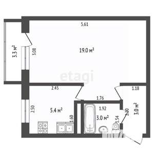 1-к квартира, вторичка, 30м2, 3/5 этаж