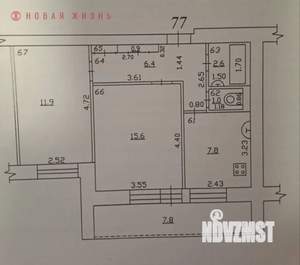 2-к квартира, вторичка, 46м2, 10/10 этаж