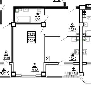 1-к квартира, вторичка, 59м2, 14/24 этаж