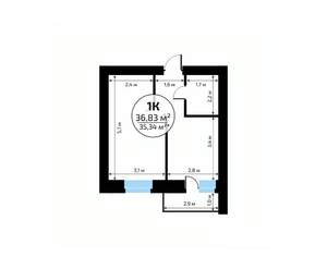 1-к квартира, вторичка, 37м2, 14/18 этаж