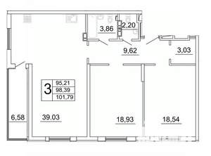 3-к квартира, строящийся дом, 102м2, 12/27 этаж
