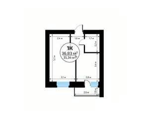 1-к квартира, вторичка, 37м2, 7/18 этаж