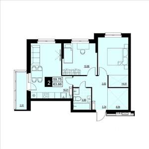 2-к квартира, вторичка, 62м2, 2/23 этаж