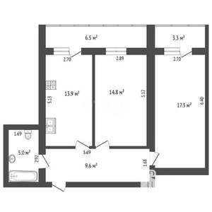 2-к квартира, вторичка, 61м2, 2/10 этаж