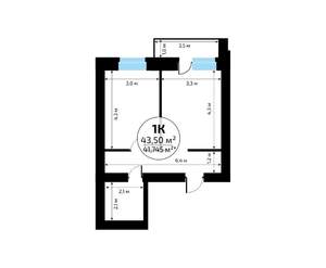 1-к квартира, вторичка, 44м2, 9/18 этаж