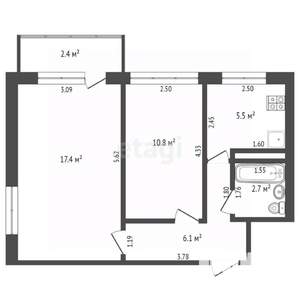 2-к квартира, вторичка, 43м2, 3/5 этаж