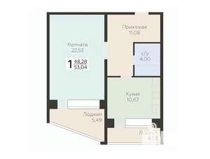 1-к квартира, вторичка, 53м2, 8/12 этаж
