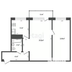 2-к квартира, вторичка, 44м2, 2/5 этаж