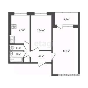 2-к квартира, вторичка, 45м2, 2/9 этаж
