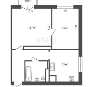 2-к квартира, вторичка, 41м2, 5/5 этаж