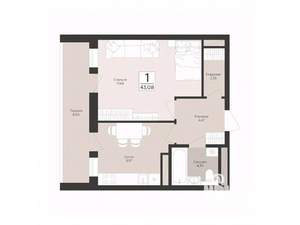 1-к квартира, вторичка, 43м2, 12/17 этаж