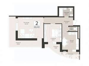 2-к квартира, вторичка, 68м2, 12/17 этаж