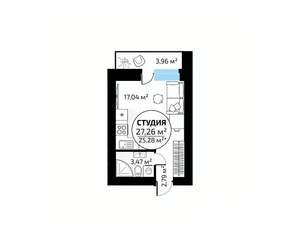Студия квартира, вторичка, 27м2, 14/18 этаж