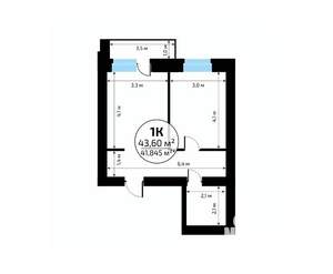 1-к квартира, вторичка, 44м2, 14/18 этаж