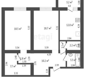 2-к квартира, вторичка, 76м2, 17/20 этаж