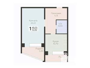 1-к квартира, вторичка, 53м2, 3/12 этаж