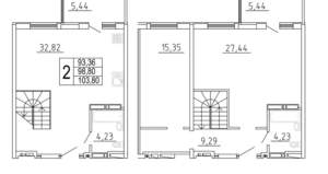 2-к квартира, строящийся дом, 104м2, 26/26 этаж