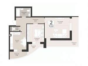 2-к квартира, вторичка, 71м2, 2/17 этаж
