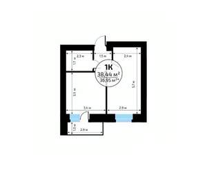 1-к квартира, вторичка, 38м2, 15/18 этаж