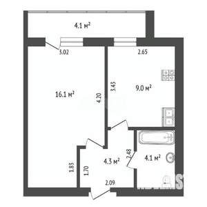 1-к квартира, вторичка, 33м2, 14/14 этаж