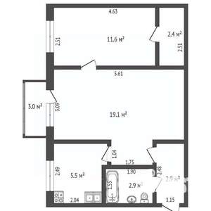 2-к квартира, вторичка, 44м2, 2/5 этаж