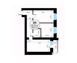 2-к квартира, вторичка, 60м2, 8/18 этаж