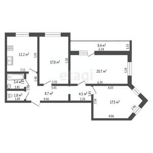 3-к квартира, вторичка, 86м2, 4/16 этаж