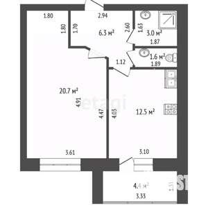 1-к квартира, вторичка, 44м2, 8/10 этаж
