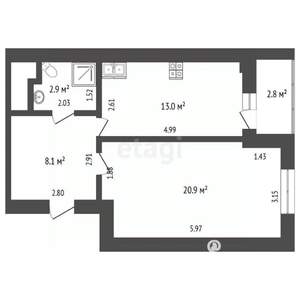 1-к квартира, вторичка, 45м2, 11/18 этаж