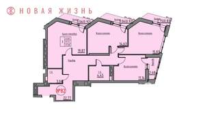 3-к квартира, строящийся дом, 97м2, 2/21 этаж