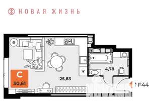 Студия квартира, вторичка, 35м2, 6/23 этаж