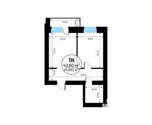 1-к квартира, вторичка, 44м2, 14/18 этаж