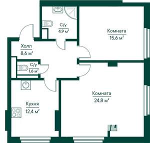 2-к квартира, строящийся дом, 68м2, 19/29 этаж