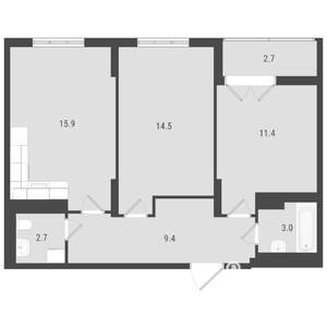 2-к квартира, вторичка, 58м2, 24/24 этаж