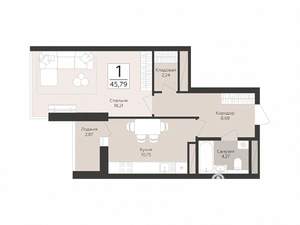 1-к квартира, вторичка, 46м2, 3/17 этаж