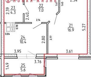 1-к квартира, сданный дом, 44м2, 12/16 этаж