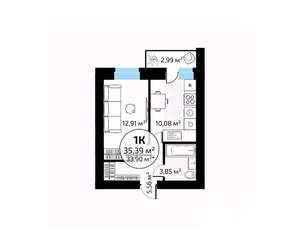 1-к квартира, вторичка, 35м2, 9/18 этаж