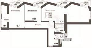 2-к квартира, вторичка, 89м2, 17/21 этаж