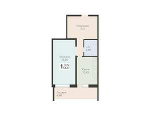 1-к квартира, вторичка, 53м2, 2/12 этаж