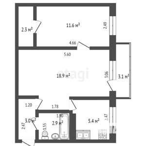 2-к квартира, вторичка, 45м2, 4/5 этаж