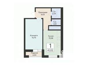 1-к квартира, вторичка, 41м2, 18/24 этаж